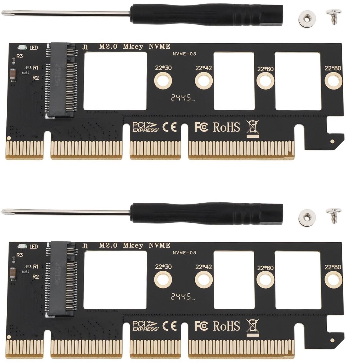 Dailygoods - 2 Stuks M.2 NVMe SSD naar PCI-E 4.0 X16 Adapter voor Diverse SSD's