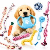 Ensemble de speelgoed Chiens BOTC - 11 pièces - Convient aux chiots jusqu'aux chiens de taille moyenne - Jouets pour chiens - Intelligence - Corde - Corde Flos - Anneau de dentition