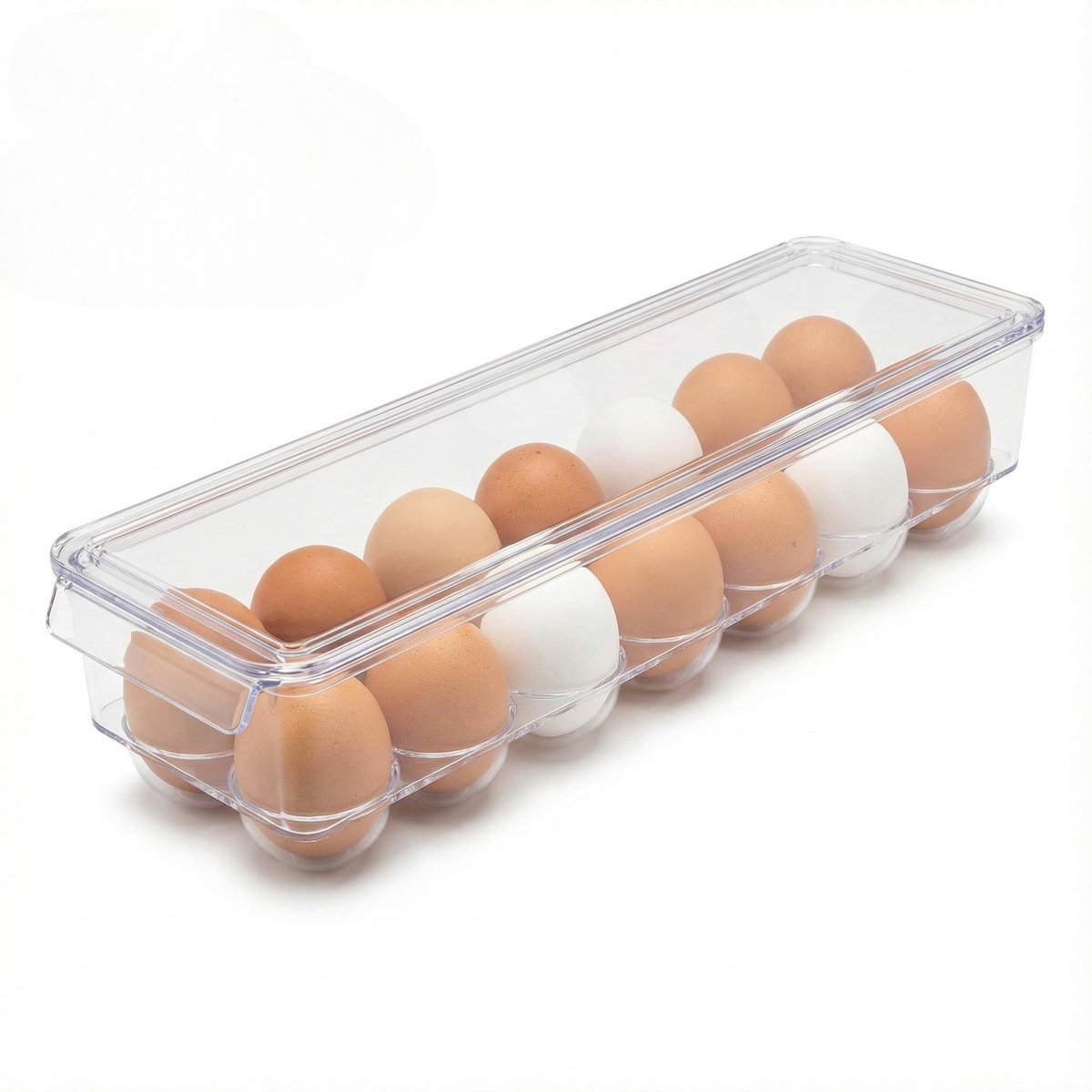 Dailygoods - Transparante Eierbox voor 14 Eieren met Deksel