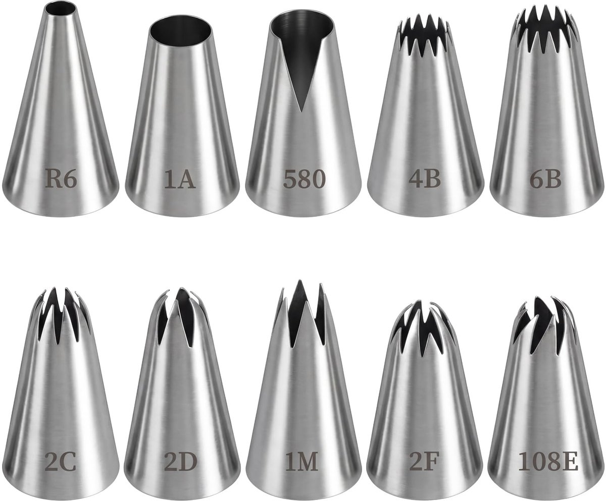 Dailygoods - Set van 10 Roestvrij Stalen Piping Tips voor Bakken