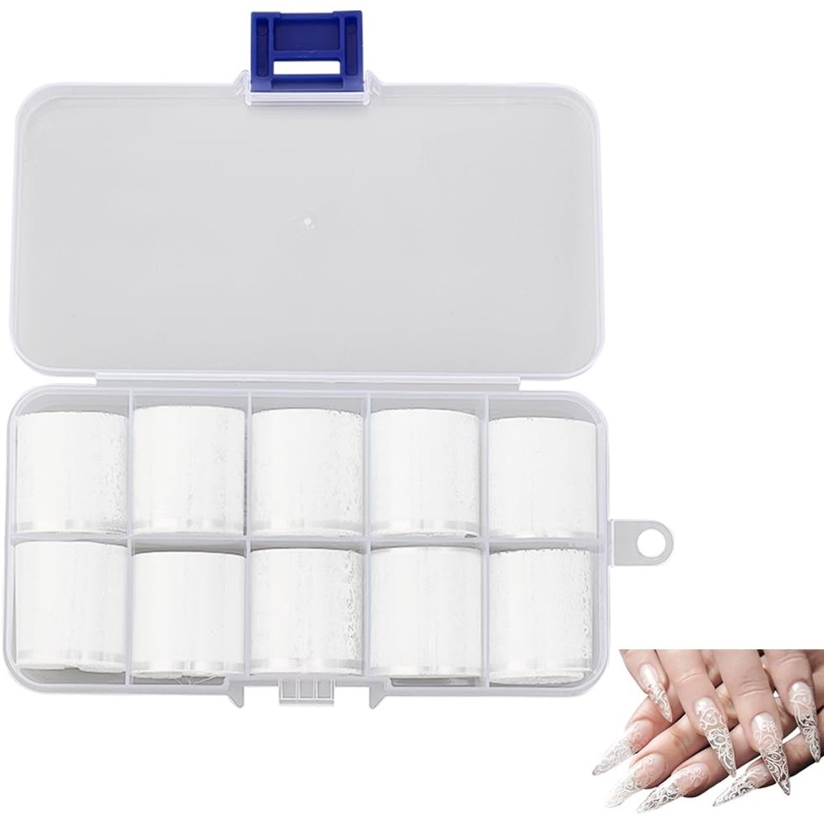 Dailygoods - Set van 10 Witte Nagelfolies voor Nagelkunst