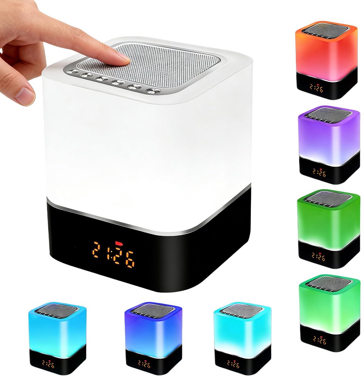 Dailygoods - Draagbare Bluetooth Luidspreker met Digitale Wekker en Touch Bedlampje