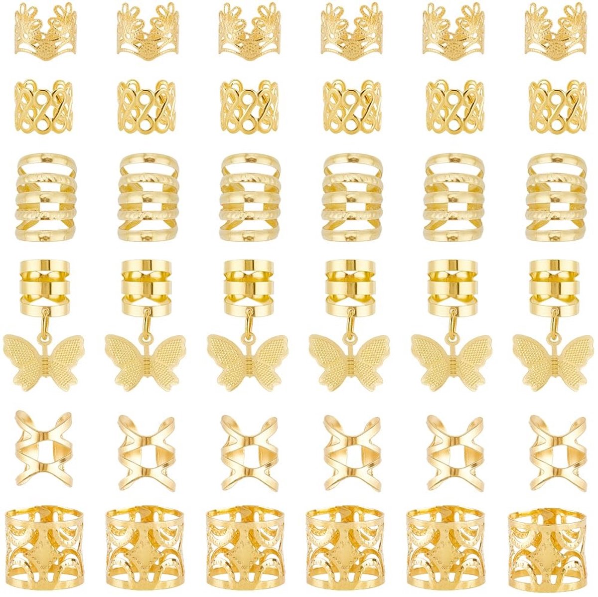 Dailygoods - Set van 180 Gouden Haar Manchetten voor Dreadlocks en Vlechten