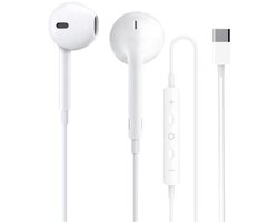 Oortjes met draad en microfoon - Oordopjes - 120CM kabel - USB-C aansluiting - Bedrade oordopjes - Earphones Wired - Earpods - Wit