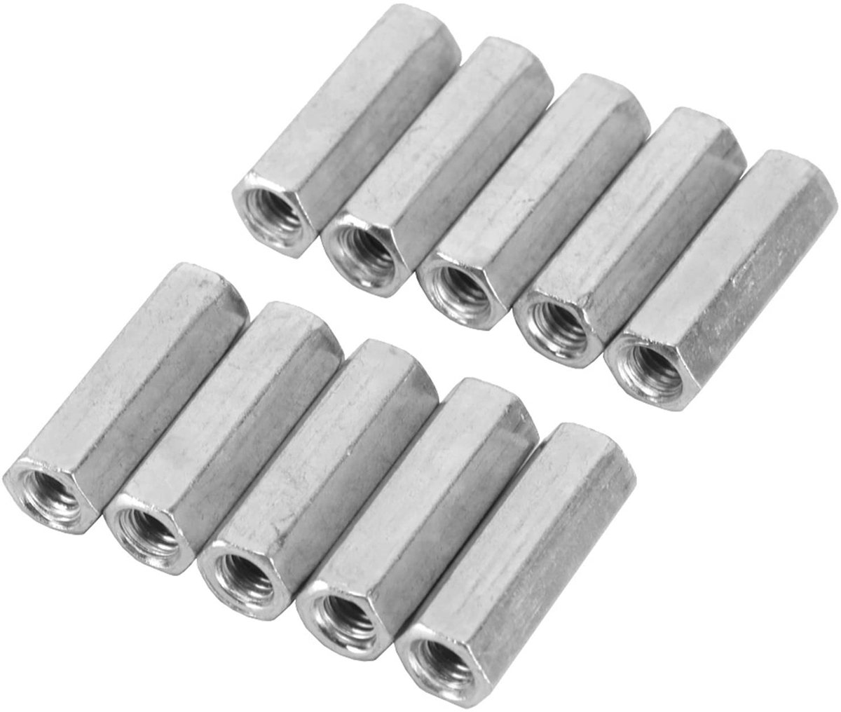 Dailygoods - Dailygoody - M6 Koppelingsmoer - Zeskantmoer - Stevige constructie - M6*30 - Afstandhouder - Perfect voor bevestigen - 10 stuks