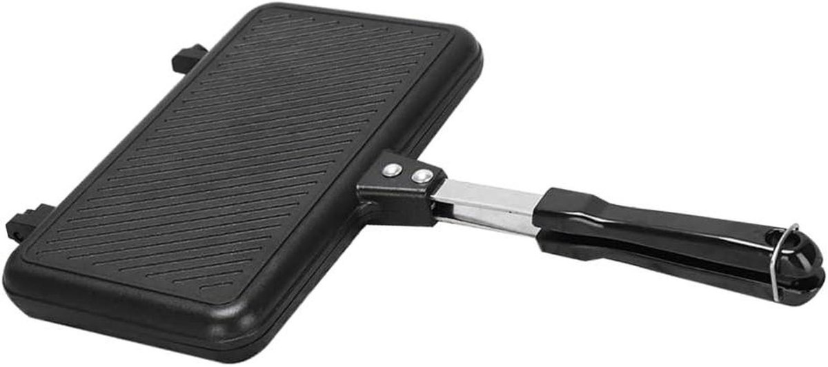 Dubbelzijdige Koekenpan Grillpan Sandwich Ontbijt Maken Antiaanbaklaag 35.5cm Zwart