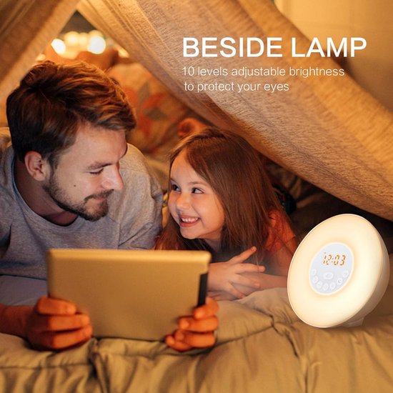 Wekker met Licht - Wake Up Lamp - Rustig Wakker Worden - Zonsopgang Simulatie - 10 Helderheidsniveaus - Meerdere Kleuren — afbeelding 2