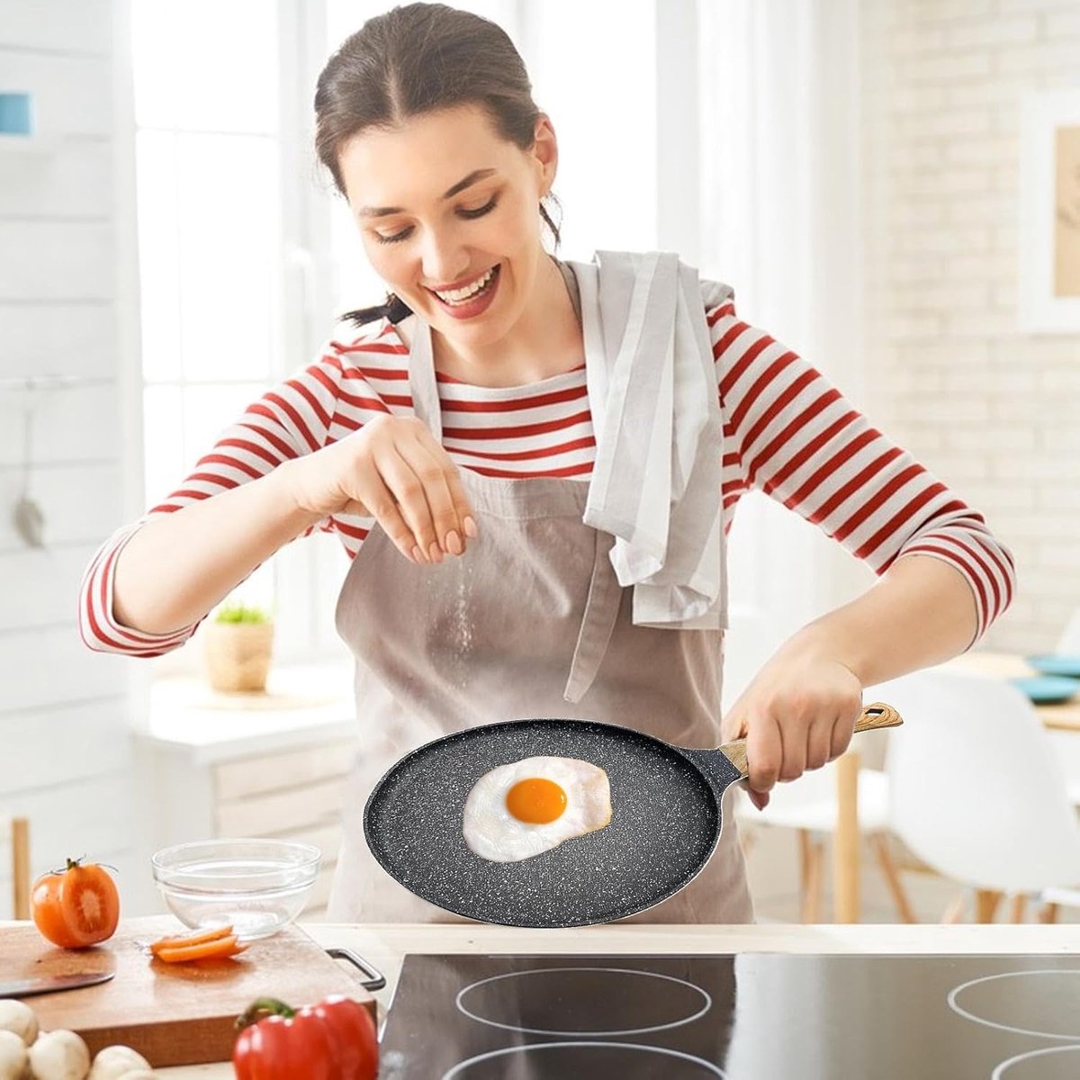Pannenkoekenpan - Crêpe pan - Ontbijt Bakken - Antiaanbaklaag - 24 cm - Zwart