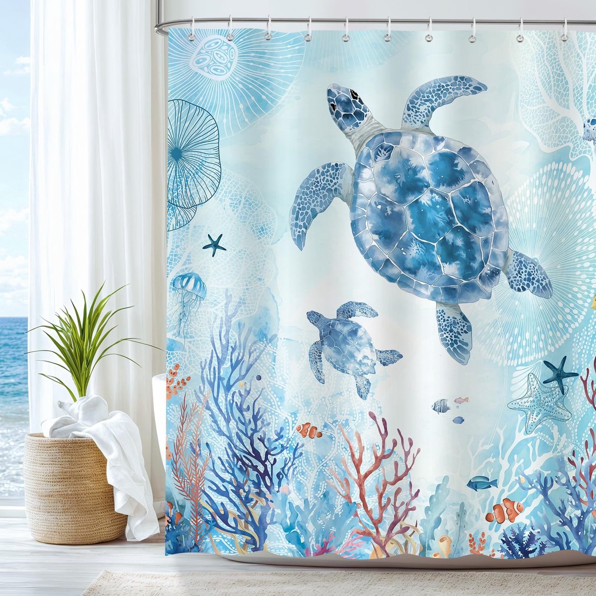 Dailygoods - Waterdicht Douchegordijn met Onderwater Motief 180x180cm