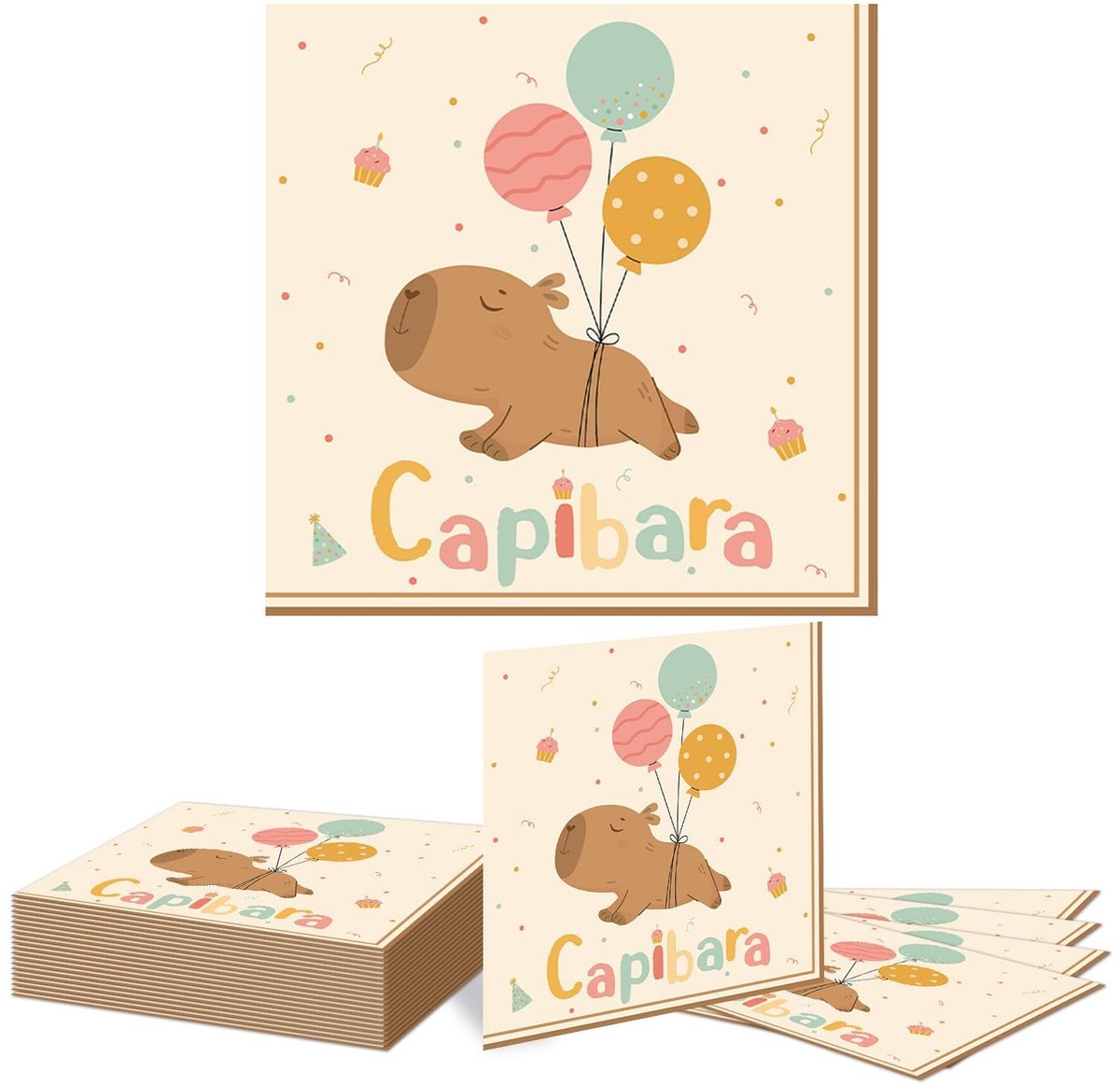 Dailygoods - 20 Stuks Capybara Papieren Borden en Servetten voor Verjaardagsfeest