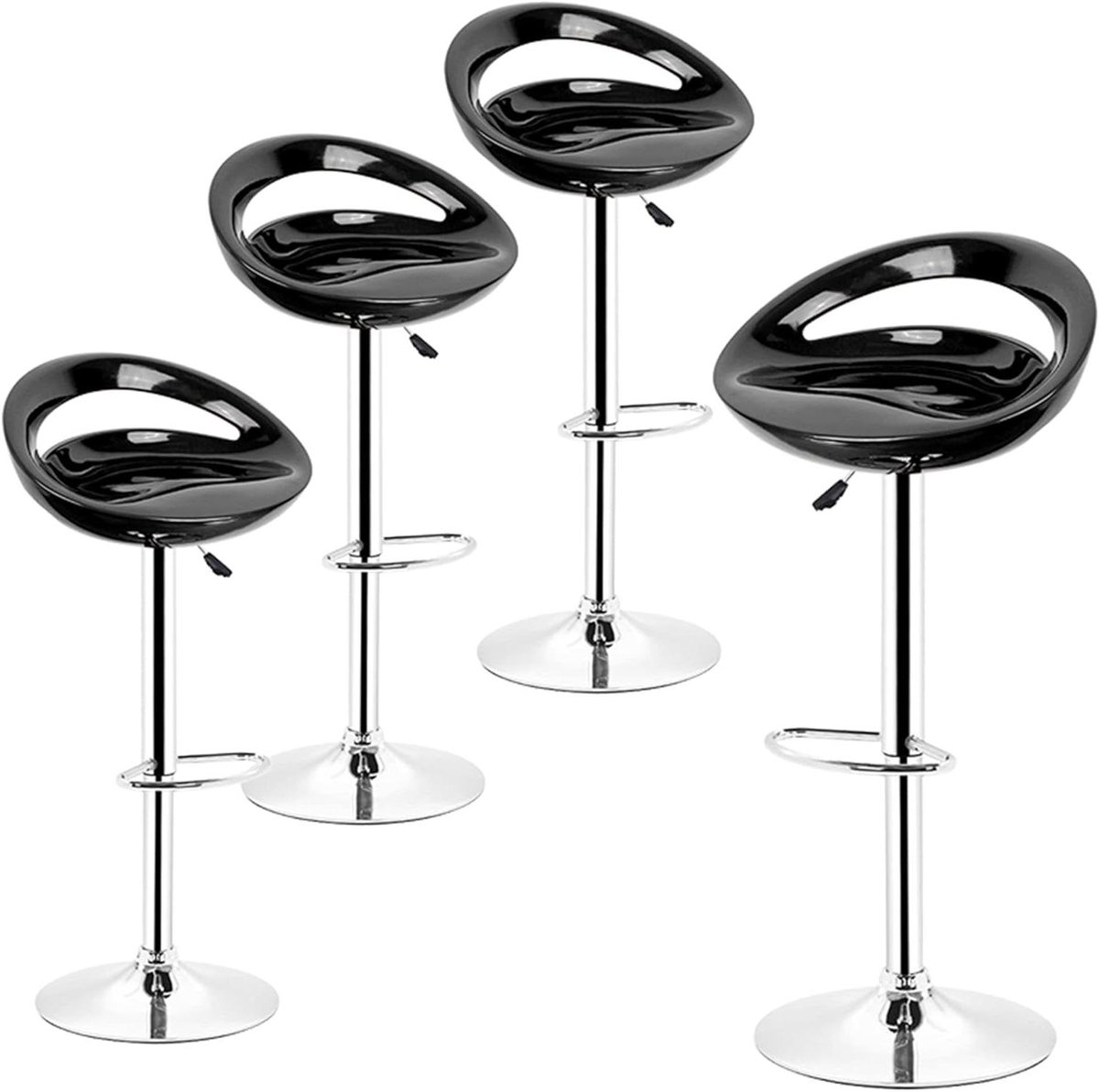 Barkrukken set - Hoge stoelen - Aanrecht verhogen - Verstelbare hoogte - 4 stuks - Zwart