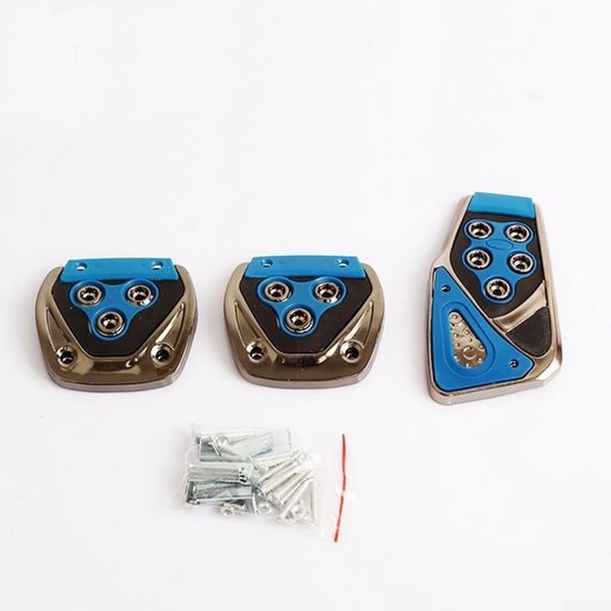 Pedaalhoezen Auto - Remkoppelingspedaal - Verbeterde Grip - Aluminiumlegering - 3 Stuks - Azure — afbeelding 2