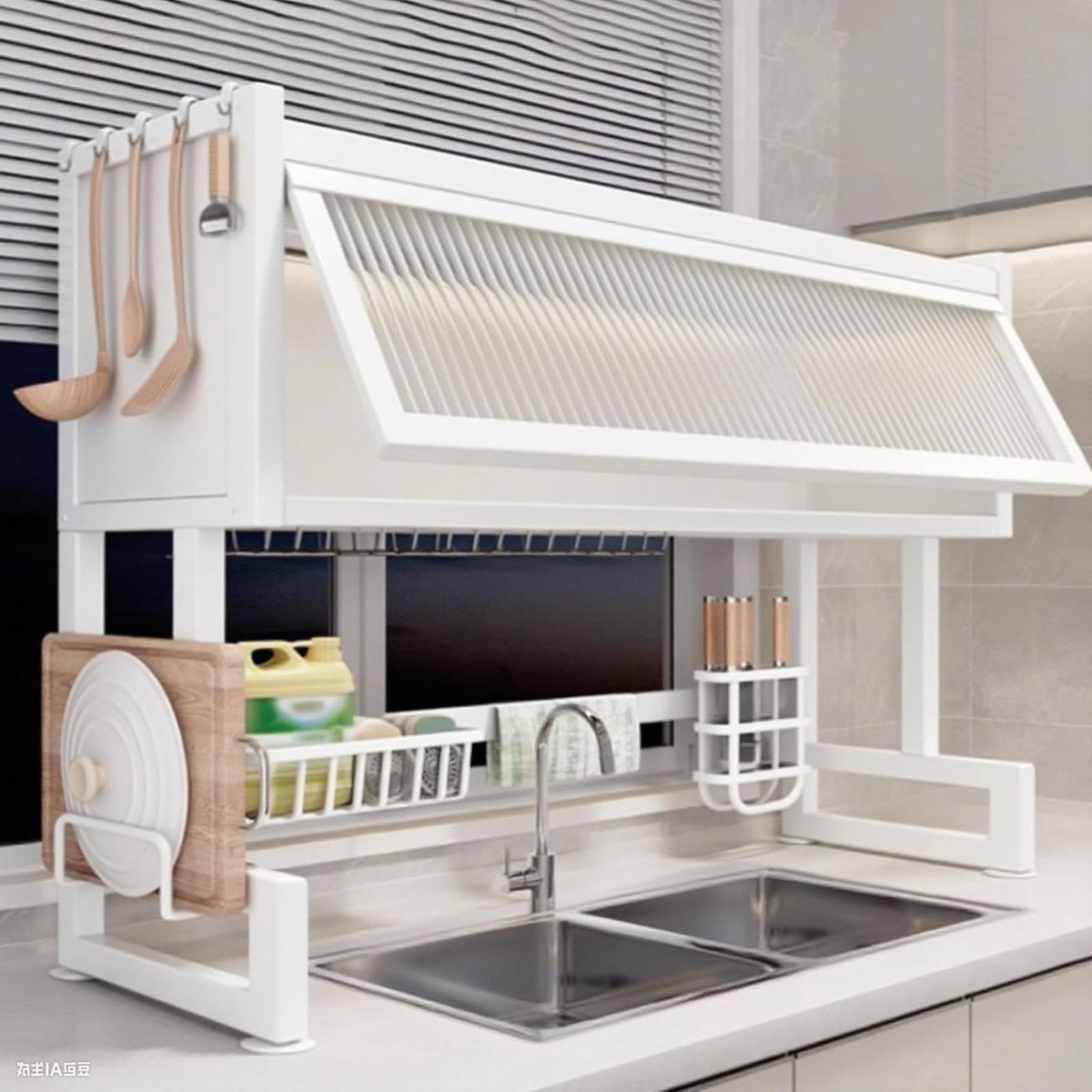 Schotelrek Systeem - Keuken Organizer - Gerechten Drogen - Stofdichte Kastdeuren - 85 cm - Wit