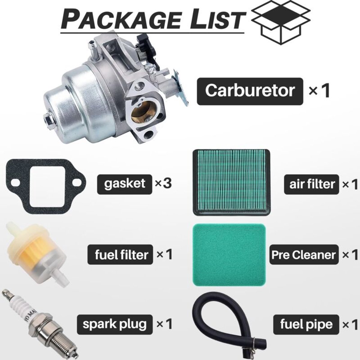 Carburateur geschikt voor Honda GCV160, GCV135, GC160, GCV160-OHC motoren en grasmaaiers; JRISBO GCV 160 grasmaaier carburateurset, inclusief pakking, bougies en luchtfilter. – foto 2