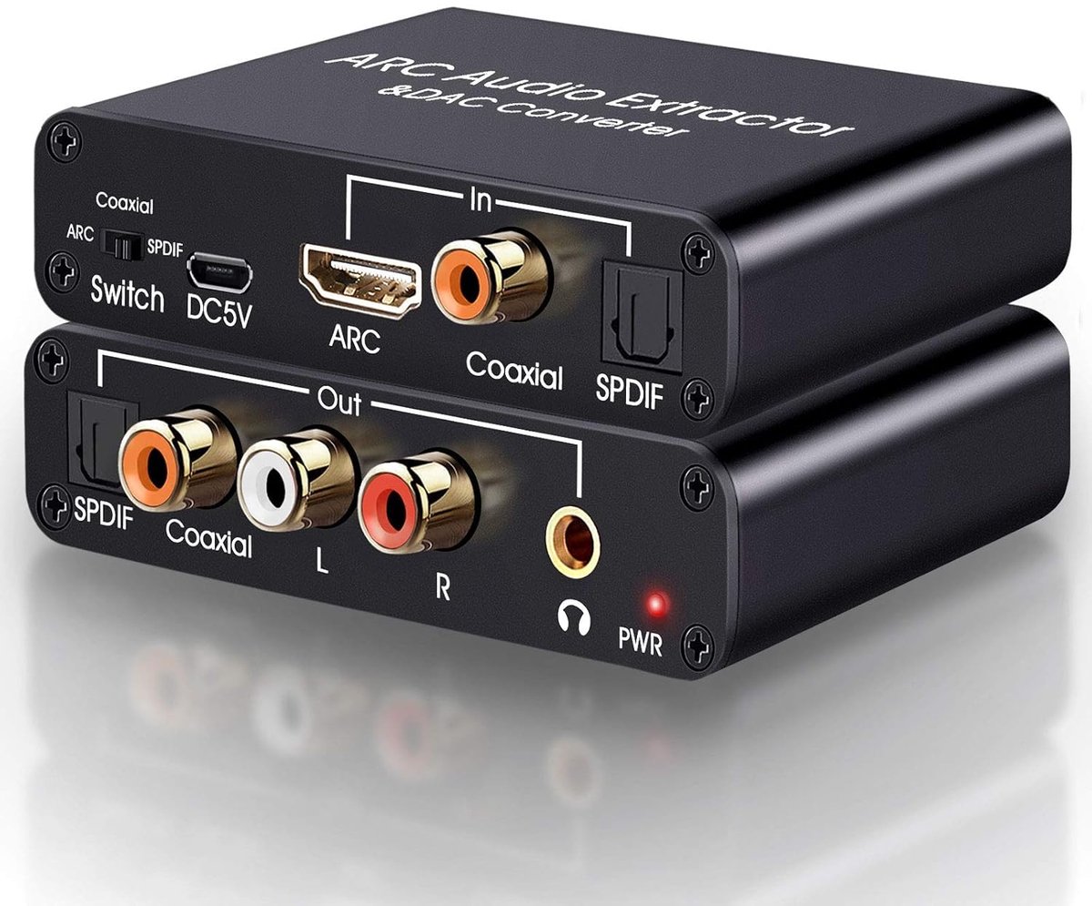 carmdering - HDMI ARC Audio Extraktor - HDMI Geluidskaart Extractor - Digitale Audio Converter - ARC Audio Terugkanaal Functie - Aluminium Metalen Behuizing - CEC Volumeregeling Ondersteuning - Compatibel Met TV En Soundbar - 1 Stuk