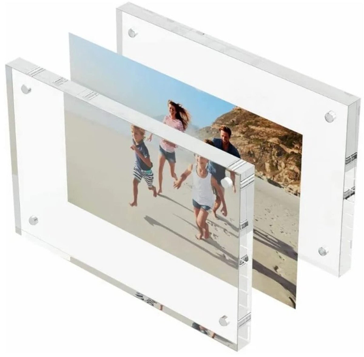 Dailygoods - Dailygoody - Acryl Fotolijst - Dubbelzijdig Fotolijst - Helder en Frameloos - 20 x 15 cm - Geschikt voor Thuis of Kantoor - Transparant
