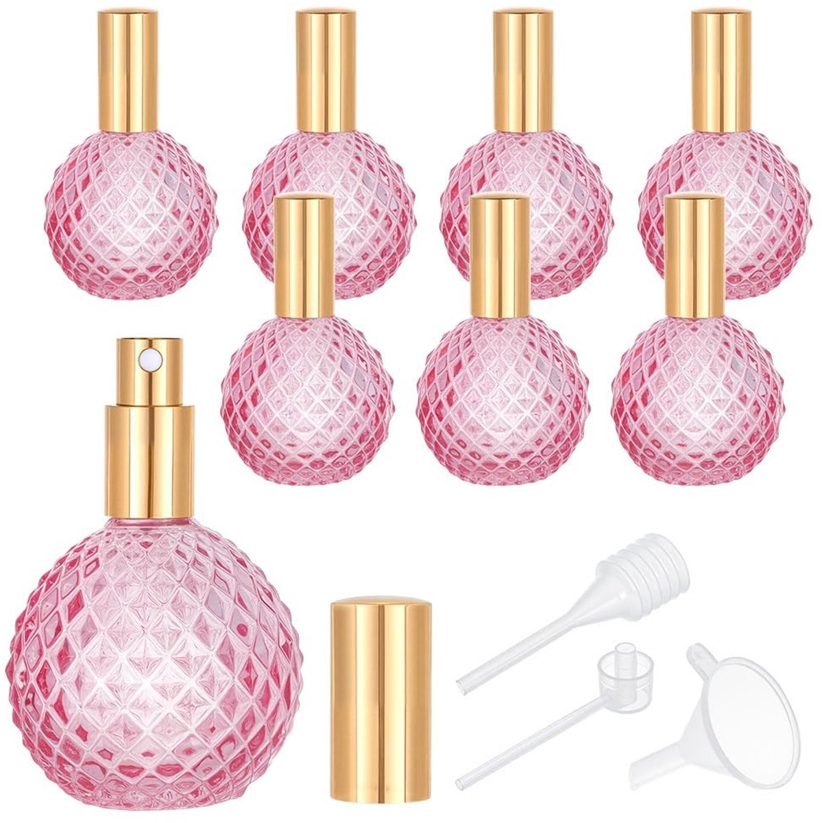 Dailygoods - Dailygoody - Lege glazen parfumflessen - Retro parfumspuitflessen - Navulbare reisflessen - Lichtviolet - Decoratieve geurflessen - Handgemaakt -