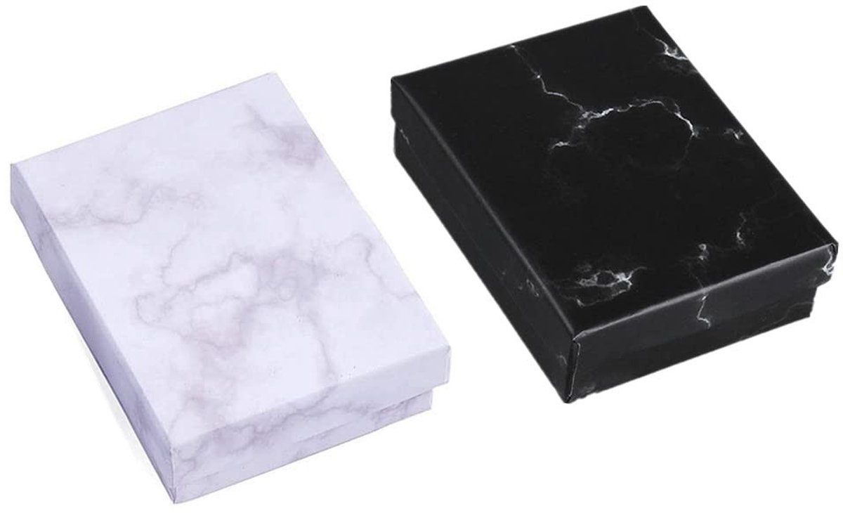 Dailygoods - Dailygoody - 16-delige Marble Cadeauboxen Set - Zwart en Wit Geschenkdozen voor Sieraden