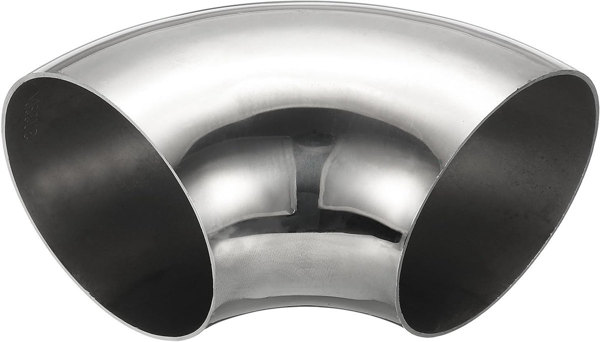 Stainless steel 90 graden bocht, 80mm OD, uitlaatpijp connector, 304 roestvrij staal, voor trapleuning en HVAC toepassingen