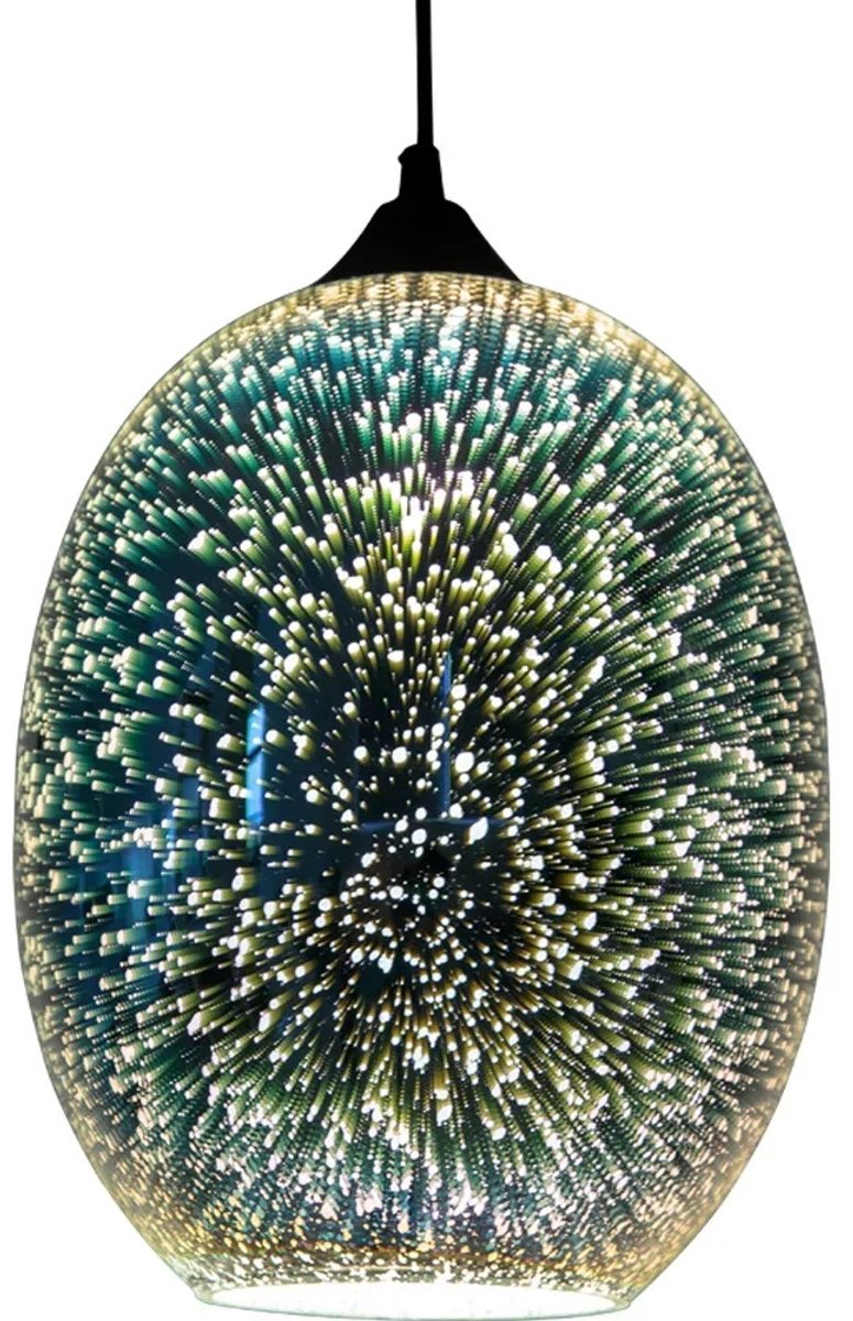 DIMICO - Lamp - Plafondlamp - Hanglamp - Glazen Kroonluchter - 3D Vuurwerkeffect - E27 - LED - Spiegelafwerking - Verstelbaar