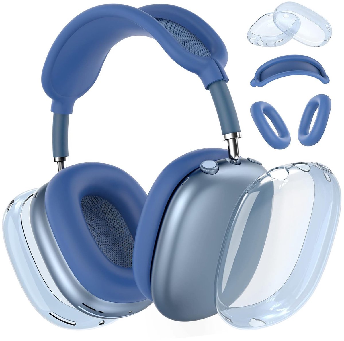 Cosensi - Dailygoods - Dailygoody - Siliconen hoes AirPods Max - Transparante TPU-oordopjes - Zacht en comfortabel - Blauw - Hoofdband accessoires - Geschikt voor Apple AirP