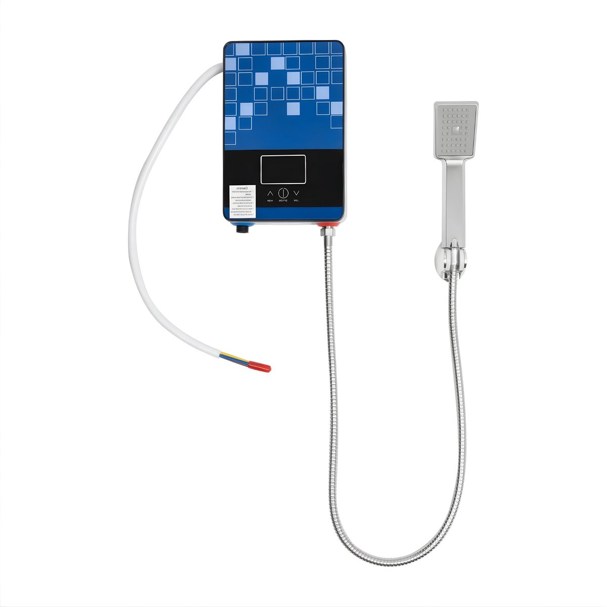 4500W Elektrische Doorstroomboiler – Instant Water Heater met Douchekop en LED Display – Wandmontage Waterverwarmer voor Badkamer 110V – Blauw