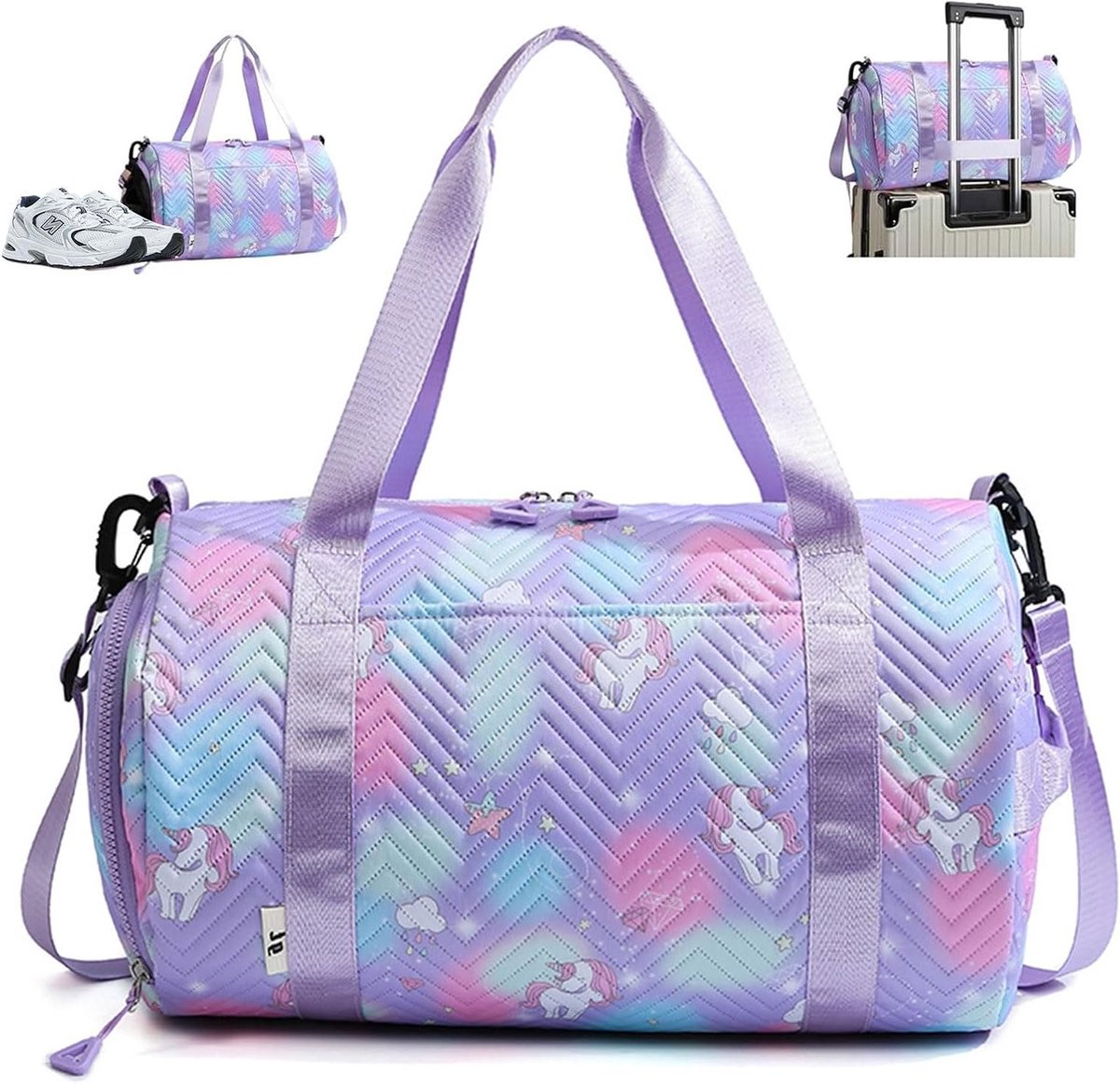 Sporttas voor Meisjes, 25 Liter, Ideaal voor Yoga en Zwemmen, Waterdichte Gymtas met Schoen- en Nat Compartment, Perfect voor Kinderen en Vrouwen, Paars en Comfortabel