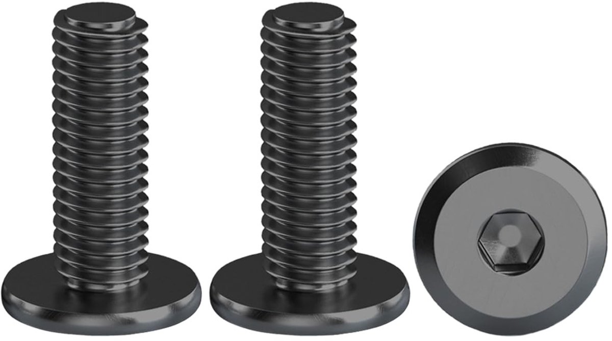 Flat Head Schroeven met Zeskant Inbus - 20 Stuks, Ronde Hoofdschroeven, Roestvrij Staal A2, M6 x 16 mm, Meubelverbinding, Machine Schroeven, Zwart