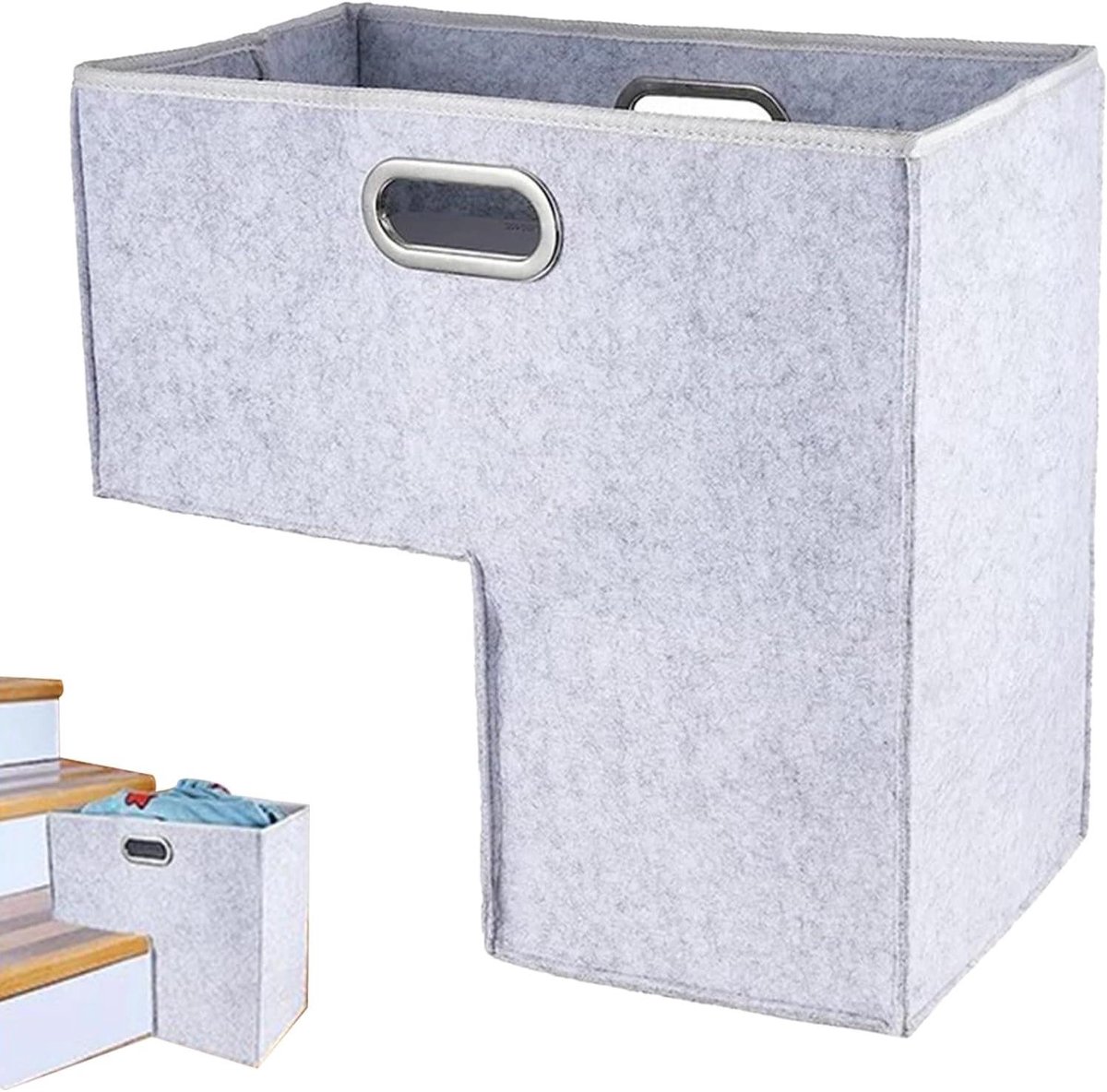 Trapmand Organizer - Opvouwbare mand - Ruimte Besparen - Duurzaam Vilt Materiaal - 23 cm Breed - Grijs