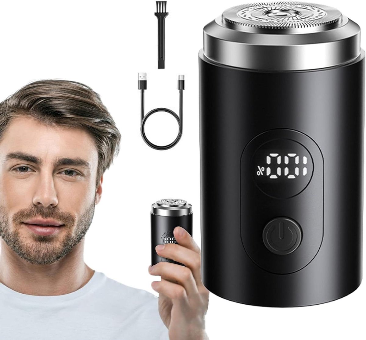 Elektrisch scheerapparaat - Baardtrimmer scheerapparaat - Dagelijkse verzorging - Zwevende scheerkop - Compact formaat - Zwart