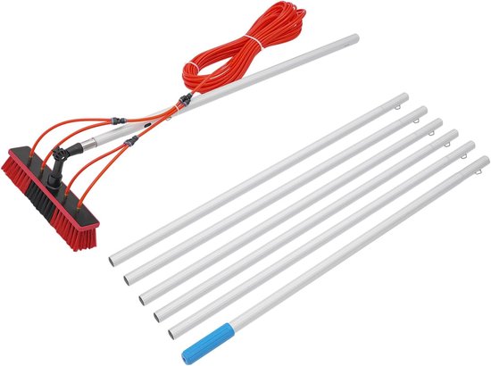 Reinigingsset Zonnepanelen - Raamwasser Telescoop - Hoog Schoonmaken - Lange Telescoopsteel - 8 Meter Bereik - Zilver Rood — afbeelding 3