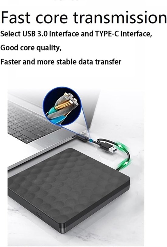 Externe Dvd Brander - Mobiele Recorder - Bestanden Archiveren - Dubbele Interface - 14 cm - Zwart — afbeelding 5