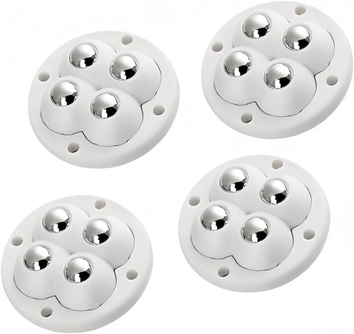 Set van 4 Ronde Meubelwielen met een Draagcapaciteit van 60 kg, Ideaal voor Sofa, Kast en Kledingkast, Wit en Duurzaam