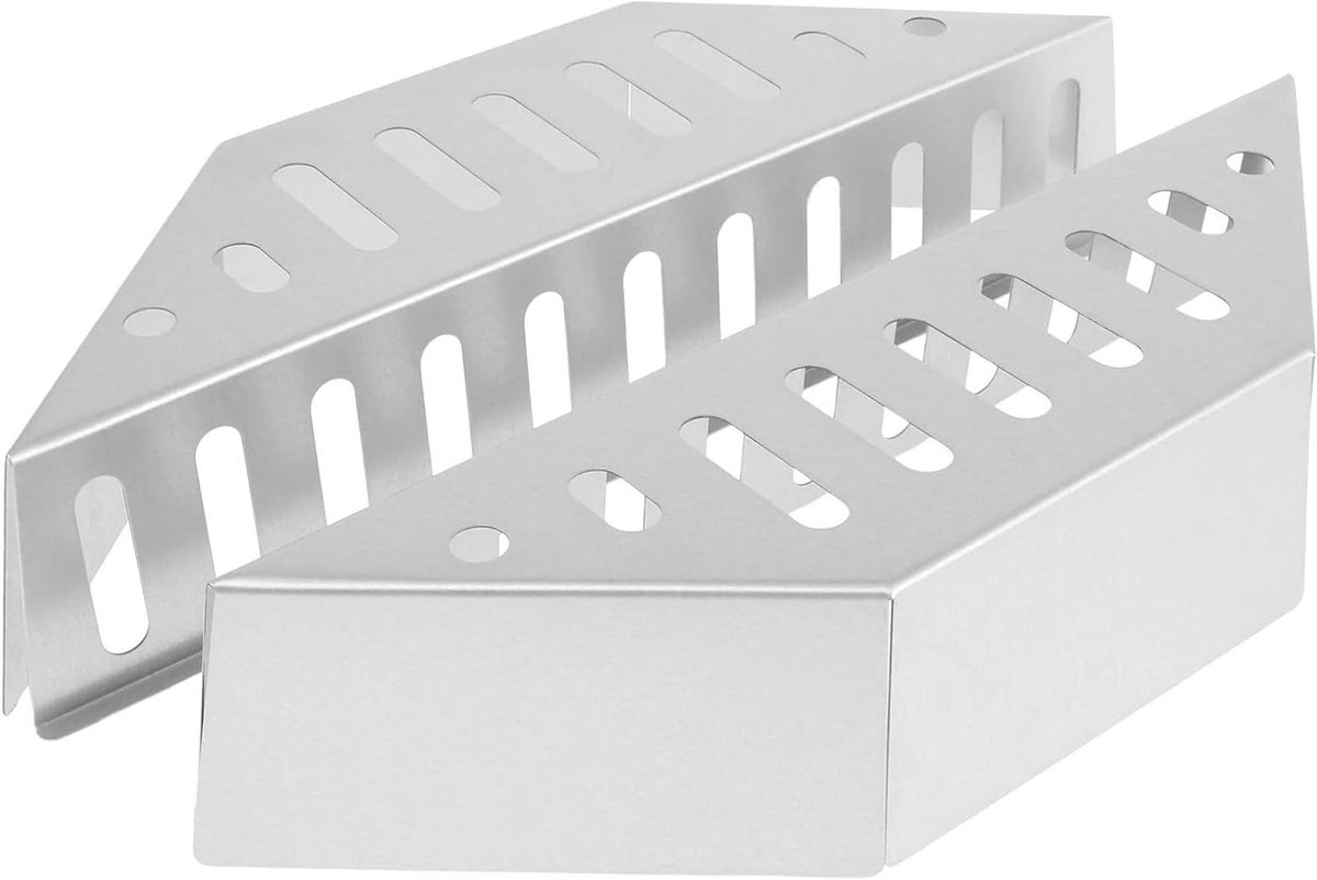Houtskool Manden - Stalen Houder - Barbecue Grillen - Heavy Duty - 38.5 x 11 x 7.5cm - Zilver