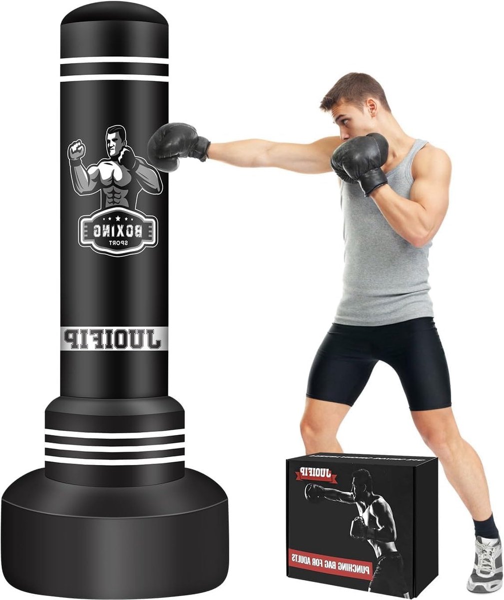 Vrijstaande Bokszak voor Volwassenen, 175 cm, Duurzame Bokszak met Stand, Kickboksen, MMA en Fitness Training