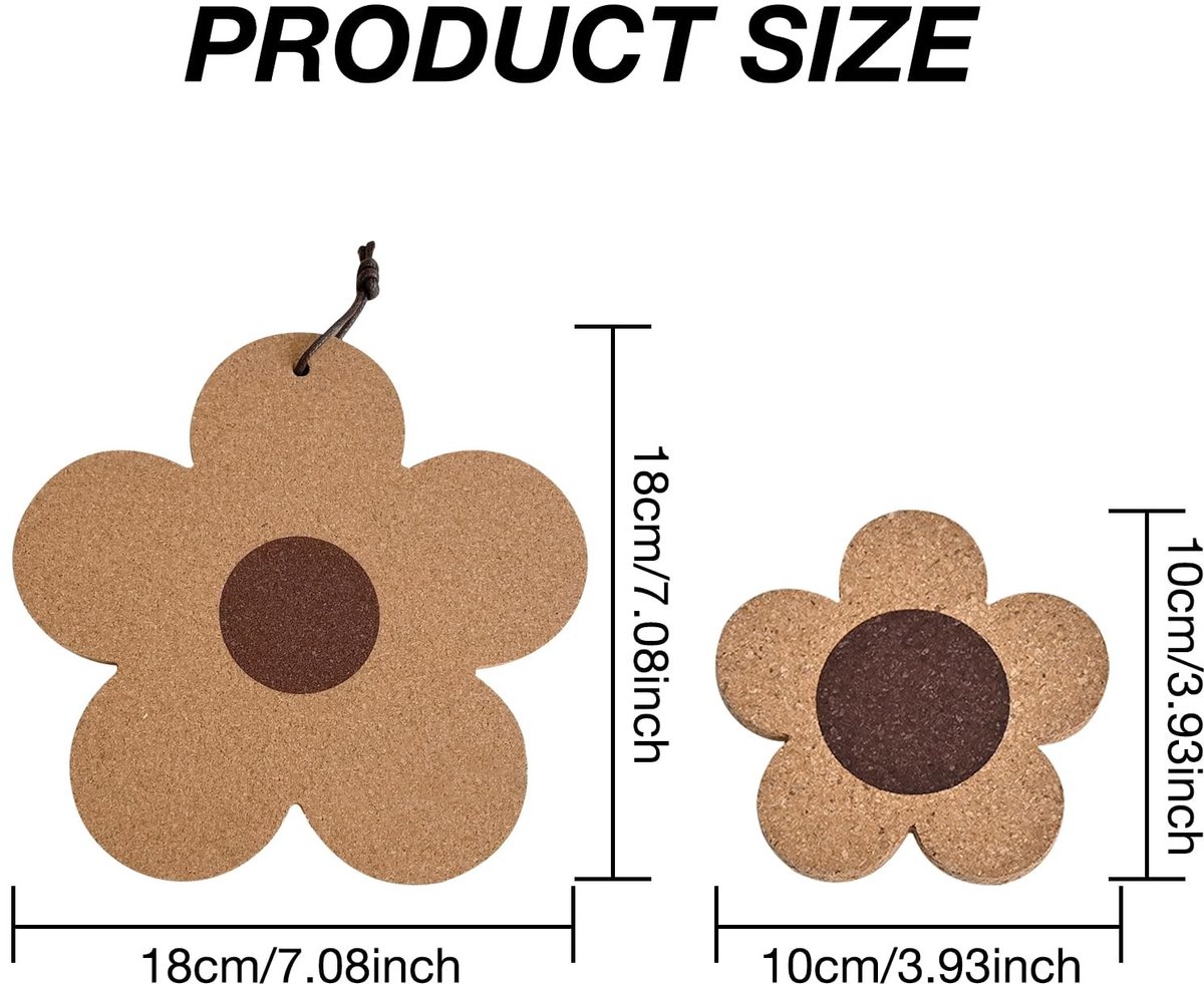 Dailygoods - Set van 2 Bloemvormige Onderzetters van Kurk