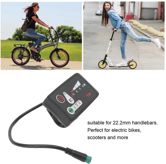 aladdien - LED Power Display Panel - Elektrische Fiets Meter - Waterdicht - 22,2 mm Stuur - Modificatie Display - Geschikt voor E-bikes — afbeelding 3