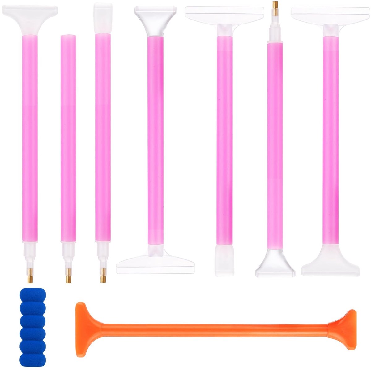 Dailygoods - Dailygoody - 8 stuks Diamond-Paint Pennen - Diamant Schilderen Gereedschap - Roze - Boor Pen voor Diamant Ambachten - Creatief en veelzijdig