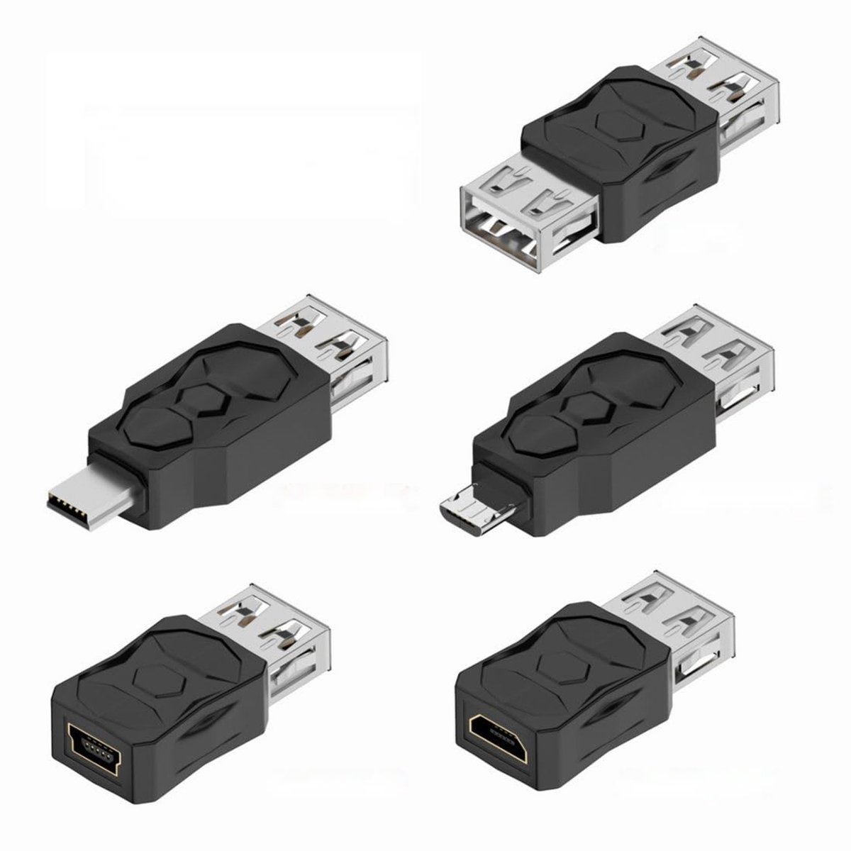 Dailygoods - Set van 5 USB 2.0 OTG Adapters voor Data en Opladen