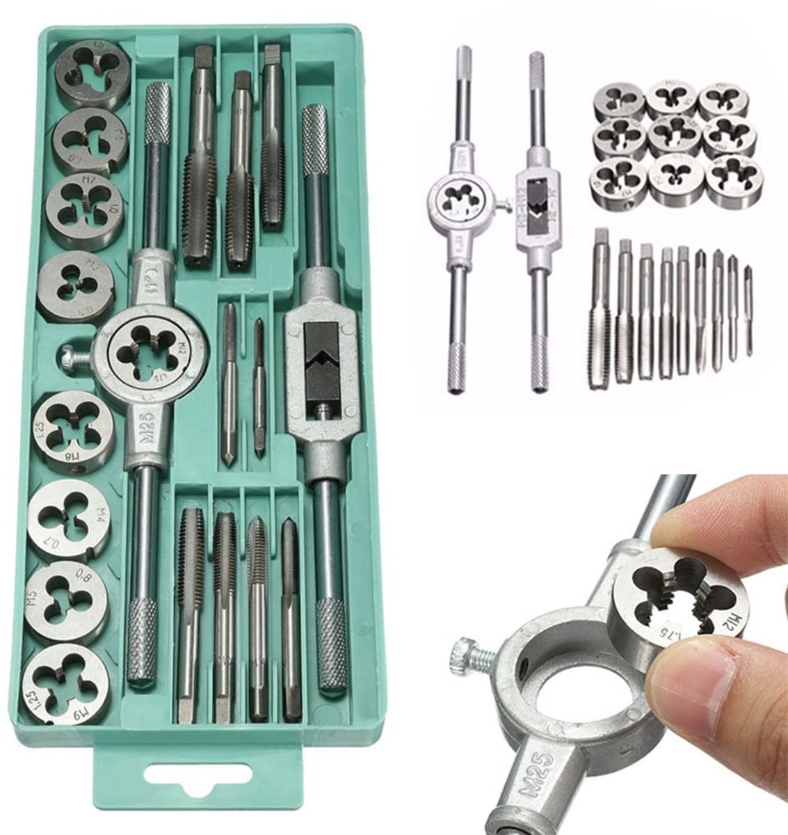 Dailygoods - Tap en Die Set 20 Stuks Metrische Gereedschapskit met Koffer