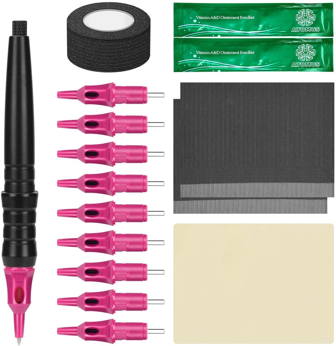 Dailygoods - Tattoo Oefenset - Roze, 16 Stuks voor Beginners
