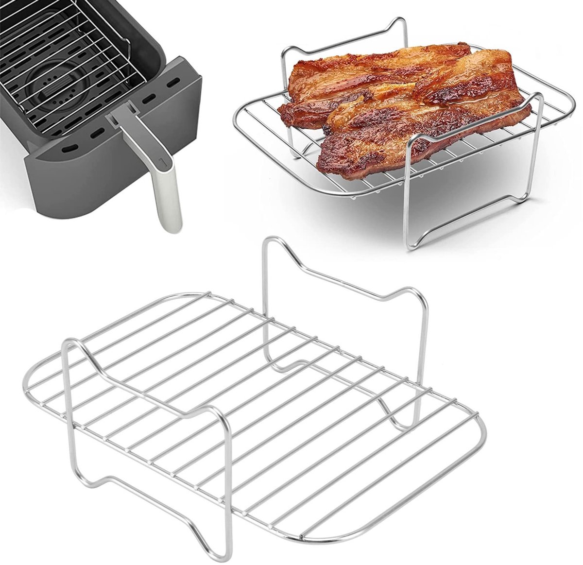 Dailygoods - Roestvrijstalen Luchtfriteus Rek voor Airfryer Accessoires