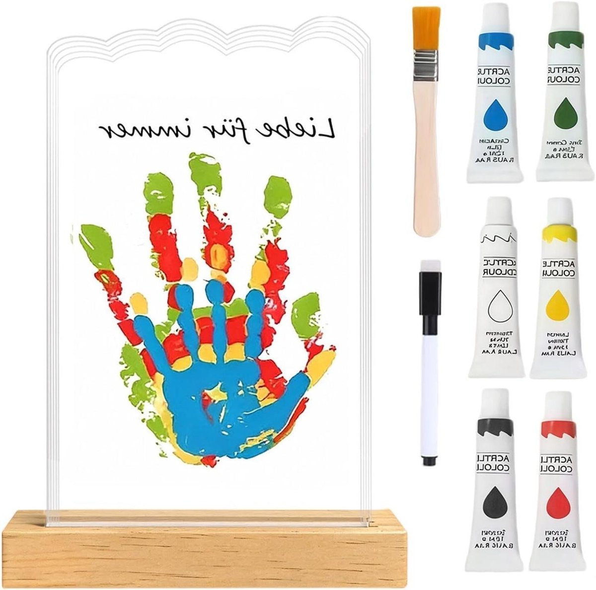 Familie Aandenken - Handafdruk Kunst - Herinneringen Vastleggen - Stootvast Acrylaat - 26 x 16 cm - Transparant