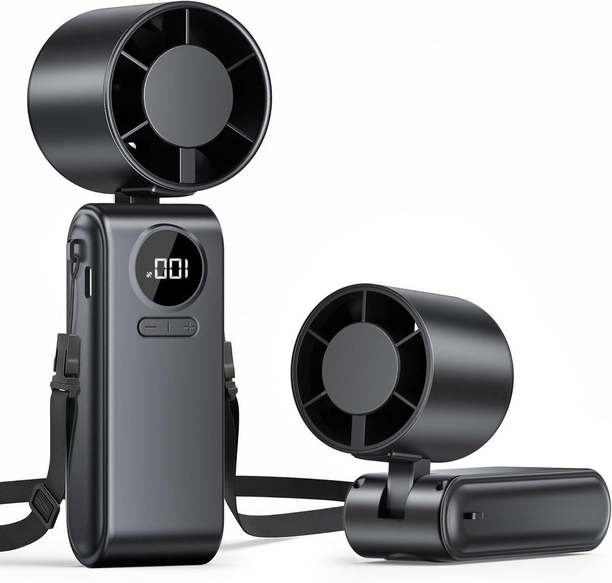 USB Handventilator - Oplaadbare Ventilator - Persoonlijke Koeling - Vijf Snelheden - 4000 mAh - Zwart