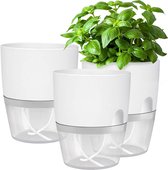 Zelfwaterende Kruidenpotjes Set van 3 – Kruidenpot met Waterreservoir – bloempot - Bloempot voor Keuken, Vensterbank en Balkon – Moderne Zelfbewaterende Plantenpot voor Binnen