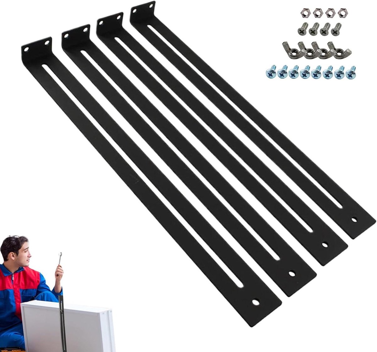 Lade Reparatie Set - Kast Ondersteuning - Meubels Versterken - Verstelbare Lengte - 33-61 cm - Zilver