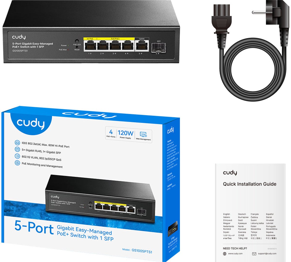 Cudy 5-Port 10/100/1000 POE+ Switch with 1 SFP Port thumbnail 3