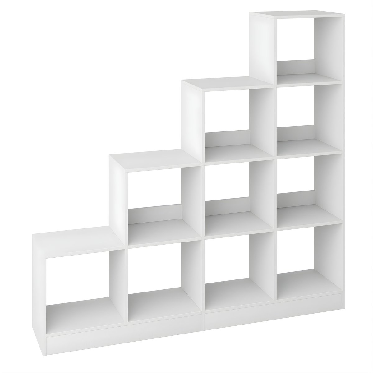 Happiq Boekenkast – Voor Woonkamer & Slaapkamer – Vakkenkast met 10 Open Compartimenten en Verstelbare Planken – Wit White