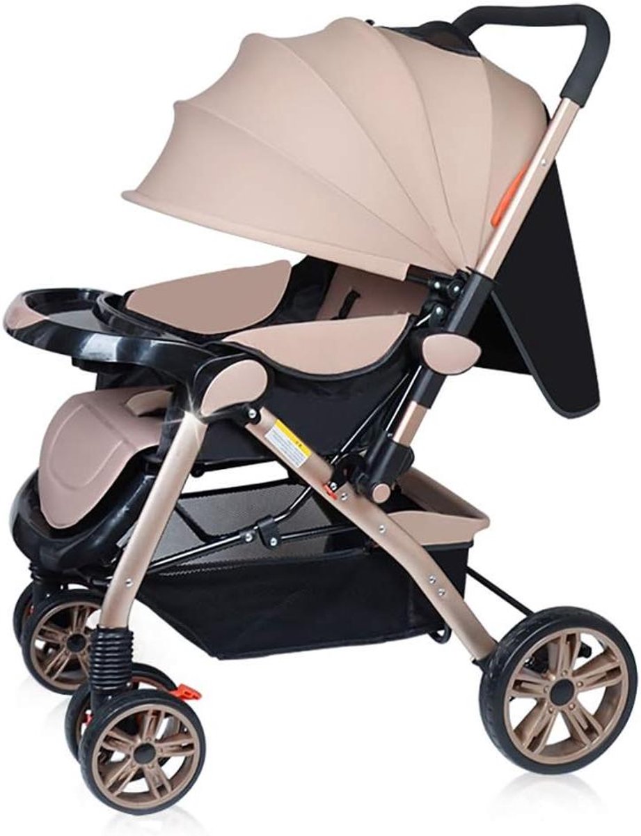 Opvouwbare Kinderwagen - Babybuggy Reiswagen - Veilig Op Reis - Anti-shock Wielen - Tot 25kg - Bruin