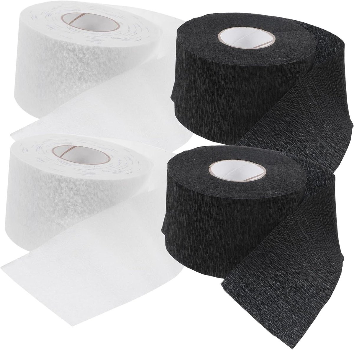 Nekpapier Rollen - Nekstrips Kapper - Haarknippen Thuis - Wegwerpbaar en Hygiënisch - 4 Rollen - Wit en Zwart